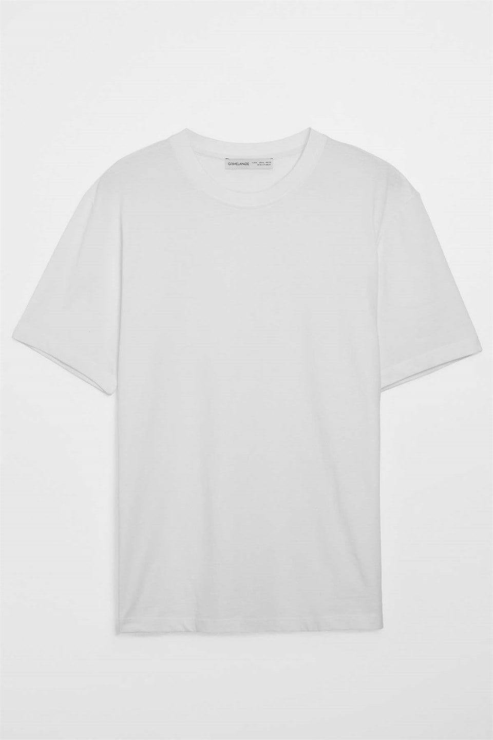 Solo Erkek %100 Organik Pamuklu Kalın Dokulu Comfort Fit Bisiklet Yakalı Beyaz T-Shirt