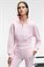 THALIA Kadın Arka Baskılı Ve Patch Detaylı Fermuarlı Dik Yakalı Pembe Sweatshirt