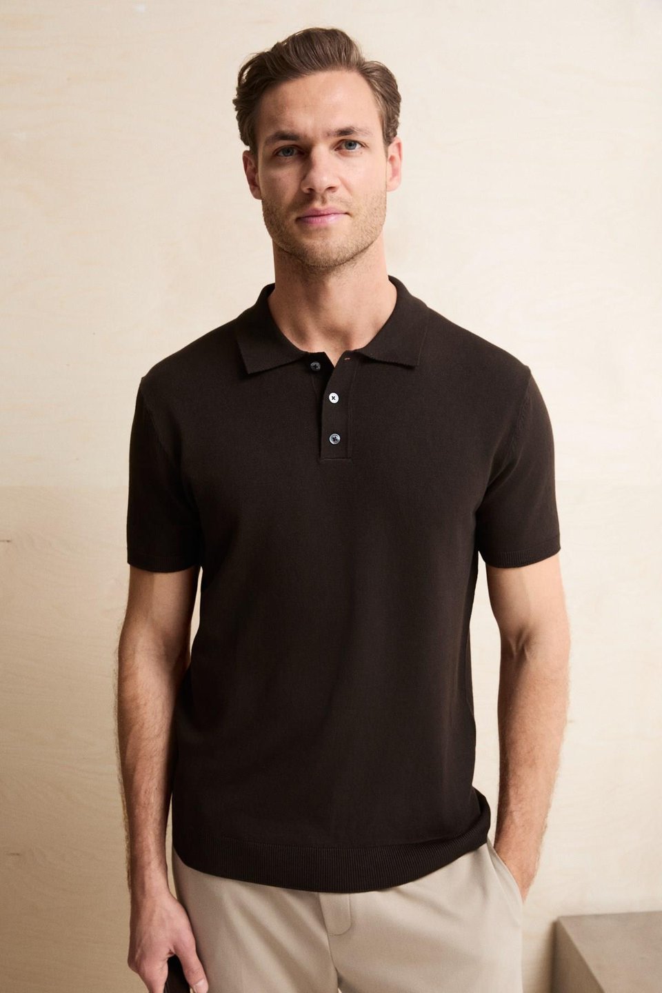 VESTO Erkek Triko Acı Kahve Polo Yaka T-Shirt