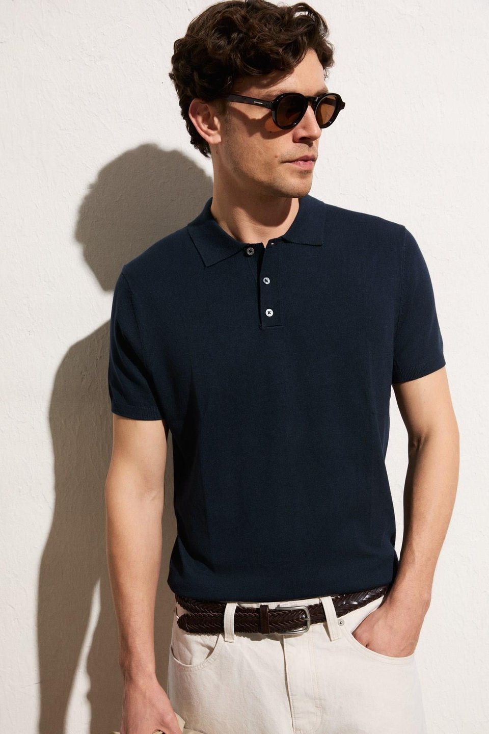 VESTO Erkek Triko Lacivert Polo Yaka T-Shirt