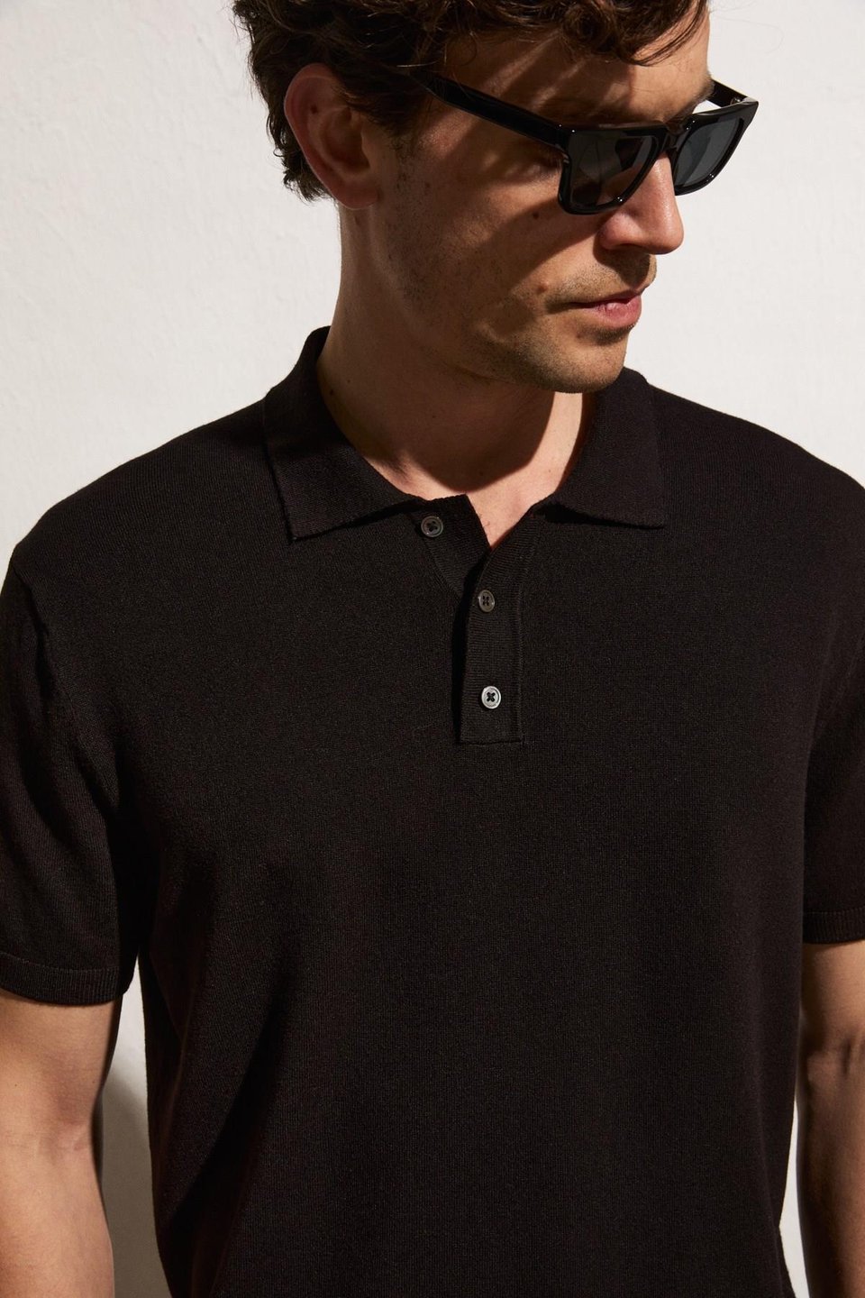 VESTO Erkek Triko Siyah Polo Yaka T-Shirt