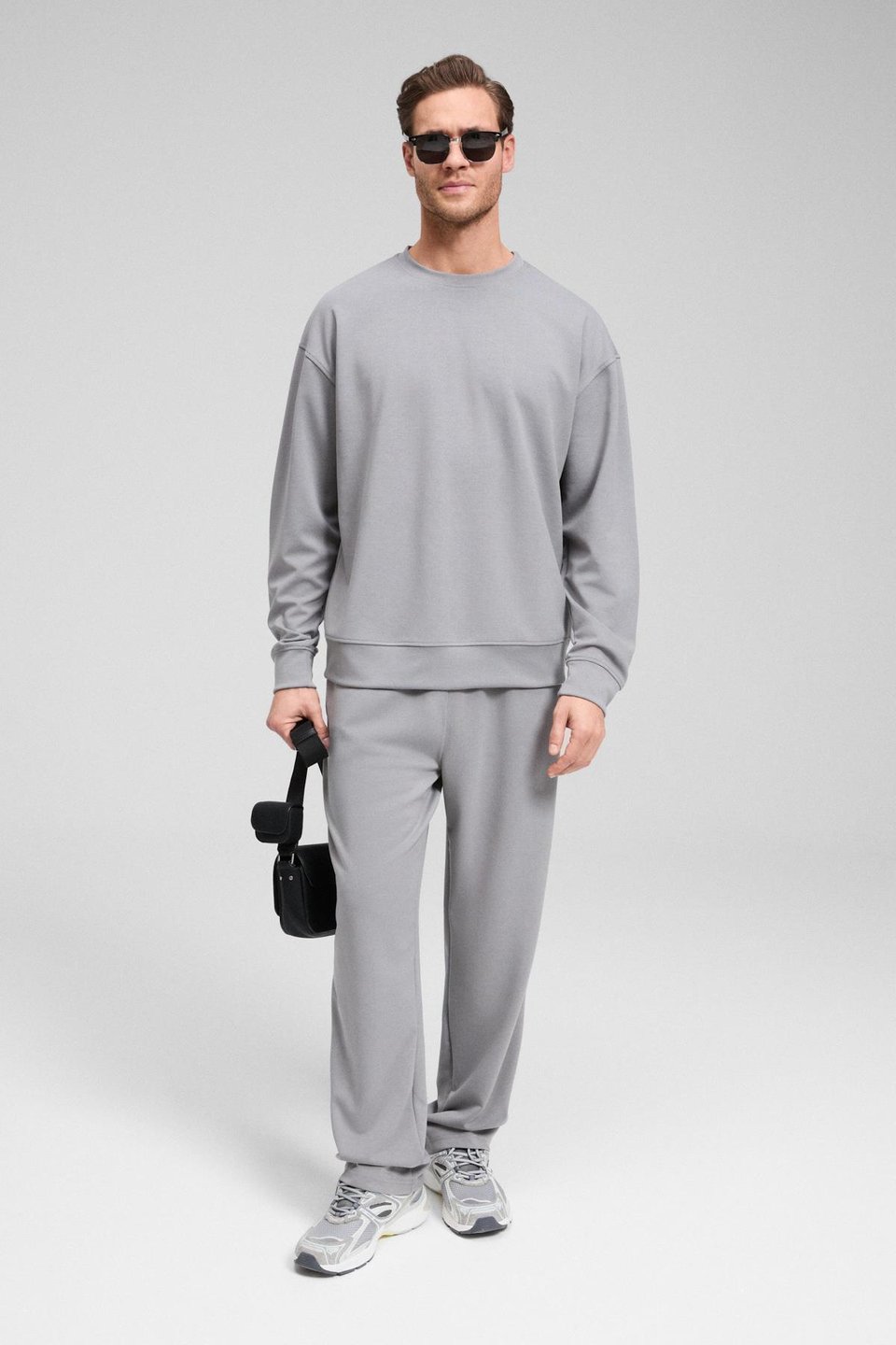 VIENTO Erkek Bisiklet Yaka Uzun Kollu Regular Fit Gri Sweatshirt