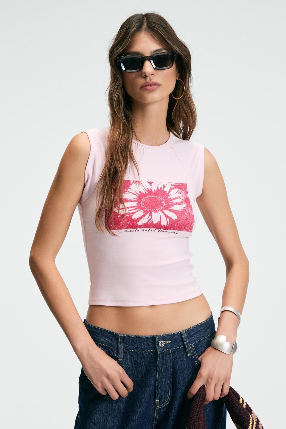 VIOZA Kadın Bisiklet Yaka Önü Baskılı Slim Pembe T-Shirt