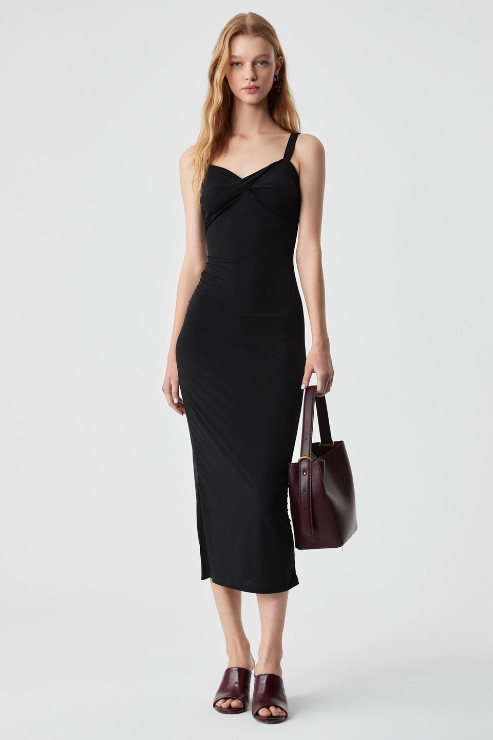 PAERLA Kadın Regular Kolsuz Askılı Yaka Siyah Elbise