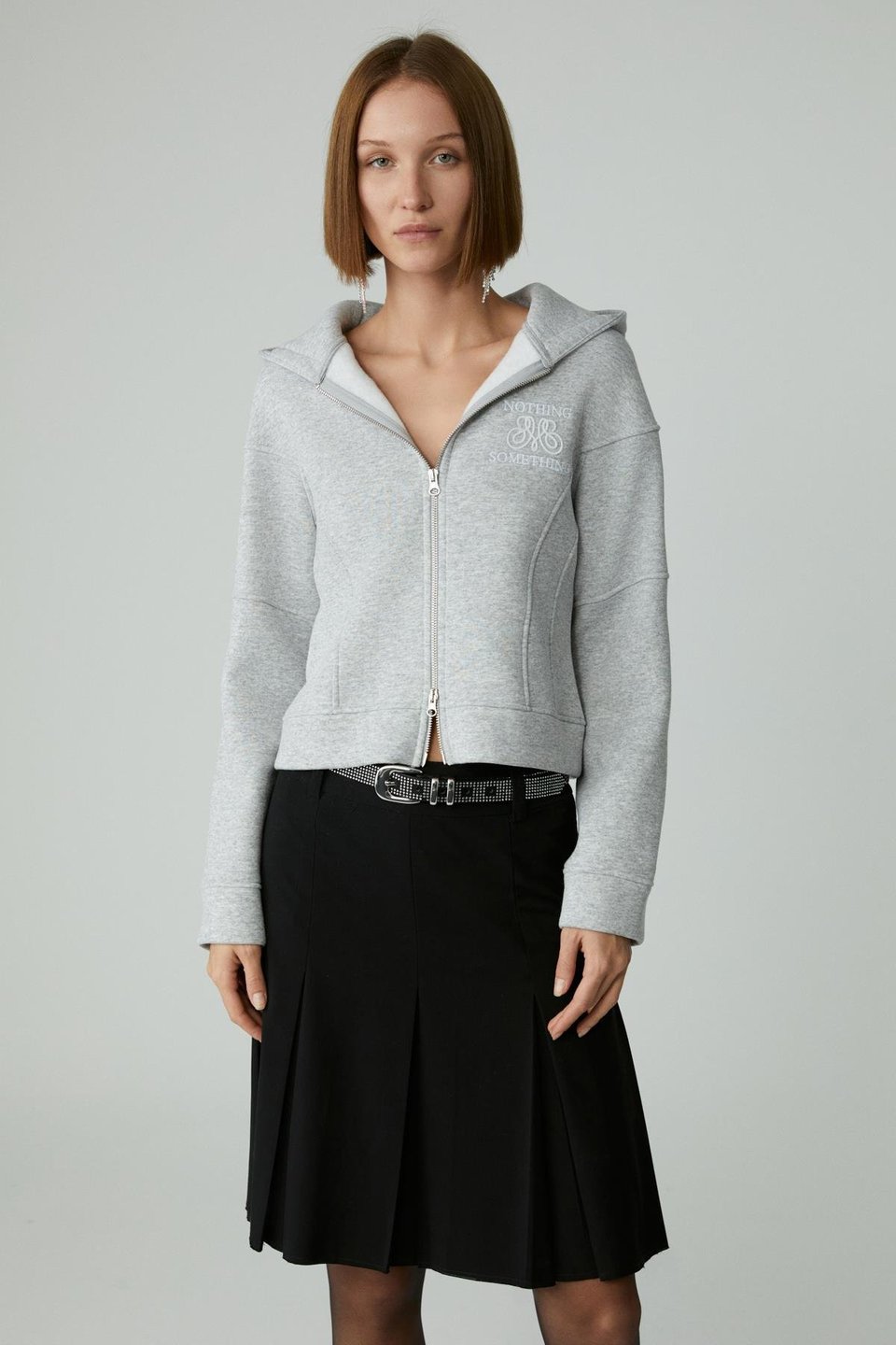 ROBINA Kadın Şardonlu Kapüşonlu Nakış Detaylı Grimelanj Sweatshirt