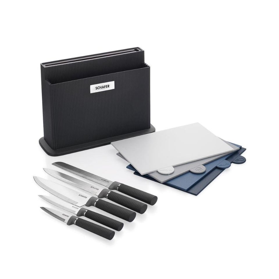 Schafer 1S2041-19086-SIY01 Forge Kesme Tahtası/Bıçak Seti 10 Parça-Siyah