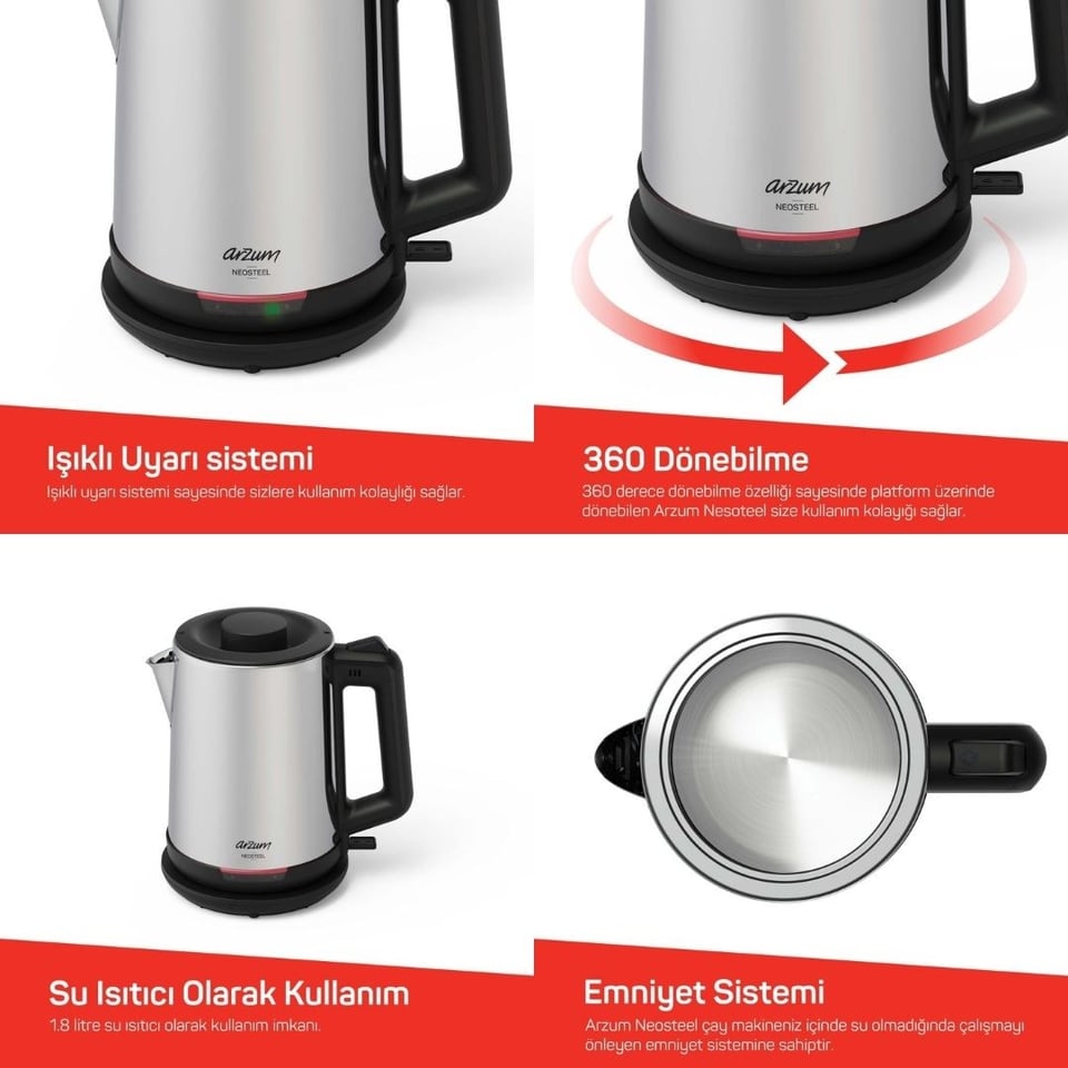 Bekleyen Urun Katalogu Arzum @Arzum AR3158-0600 Neosteel Çay Makinesi