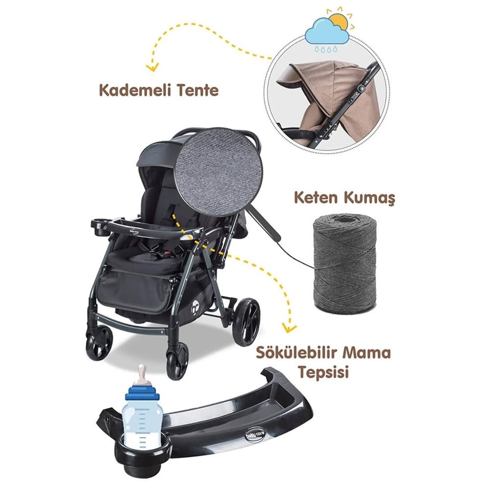 BABY CARE 500 COMBO MAXI PRO Ç Y BEBEK ARABASI SİYAH