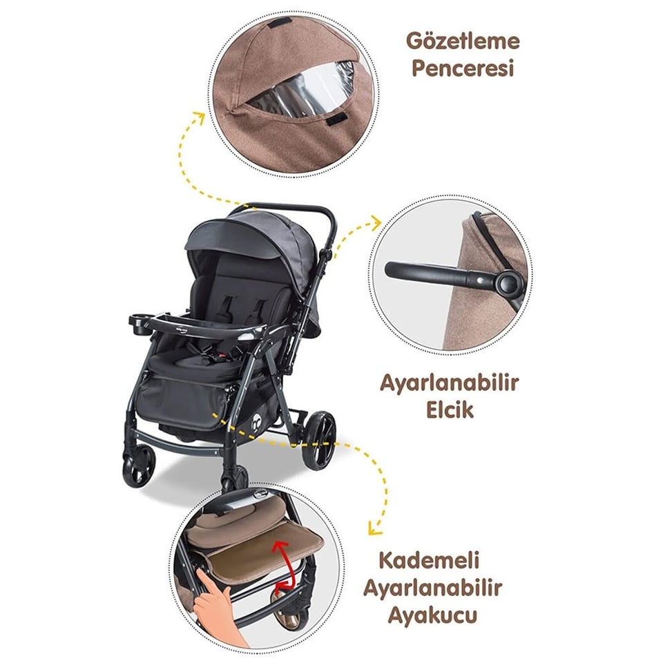 BABY CARE 500 COMBO MAXI PRO Ç Y BEBEK ARABASI SİYAH