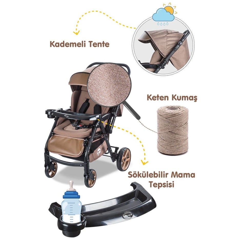 BABY CARE BC 500 COMBO MAXI ALUMİNYUM BEBEK ARABASI GOLD SİYAH