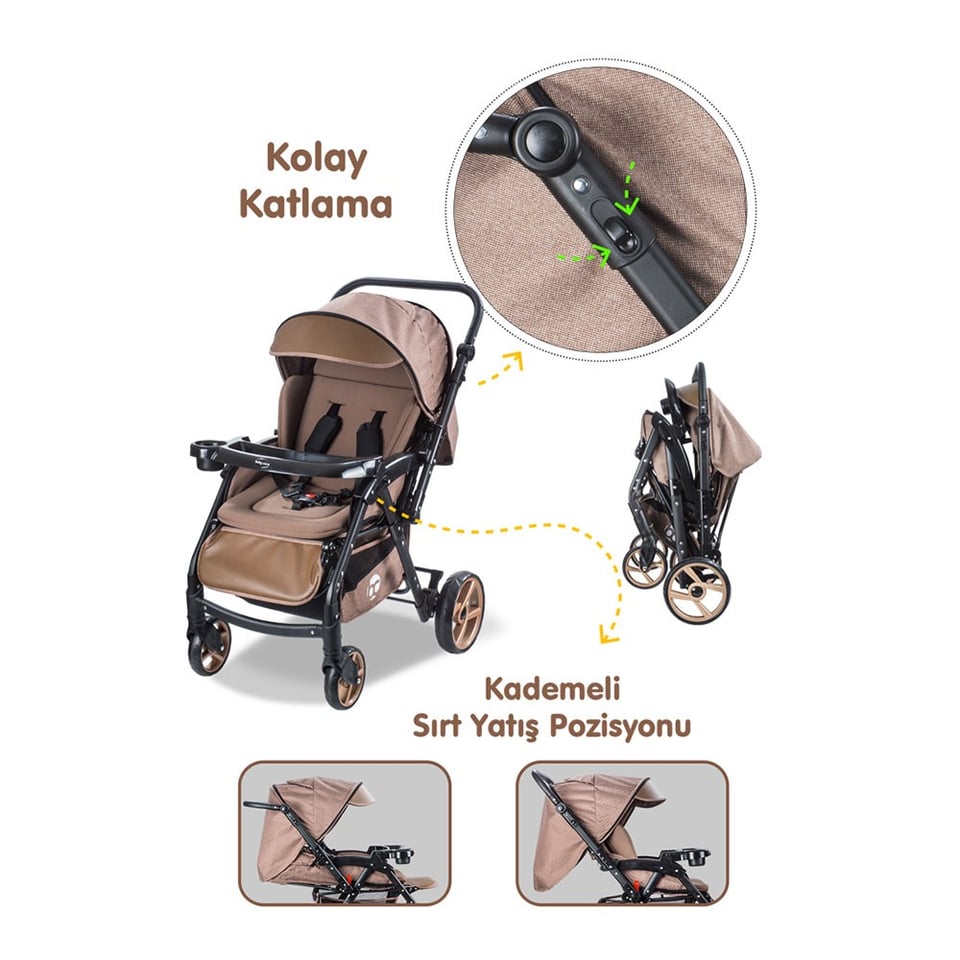 BABY CARE BC 500 COMBO MAXI ALUMİNYUM BEBEK ARABASI GOLD SİYAH