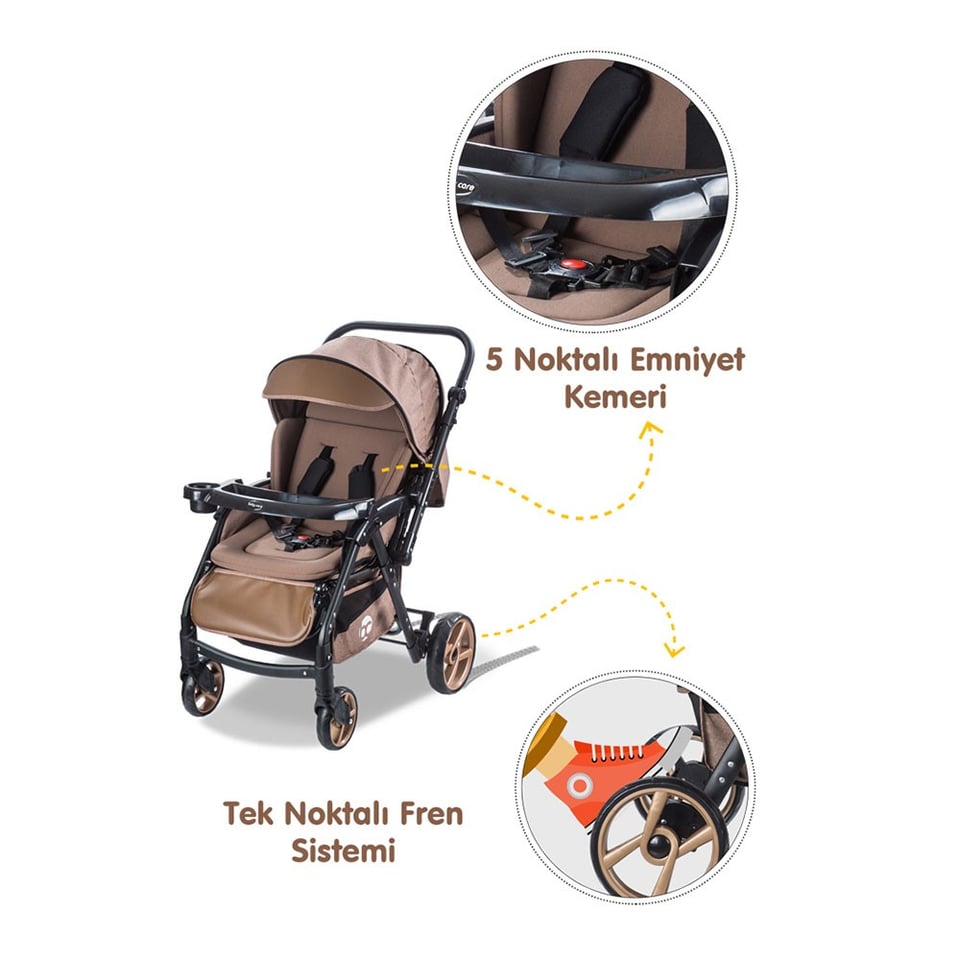 BABY CARE BC 500 COMBO MAXI ALUMİNYUM BEBEK ARABASI GOLD SİYAH