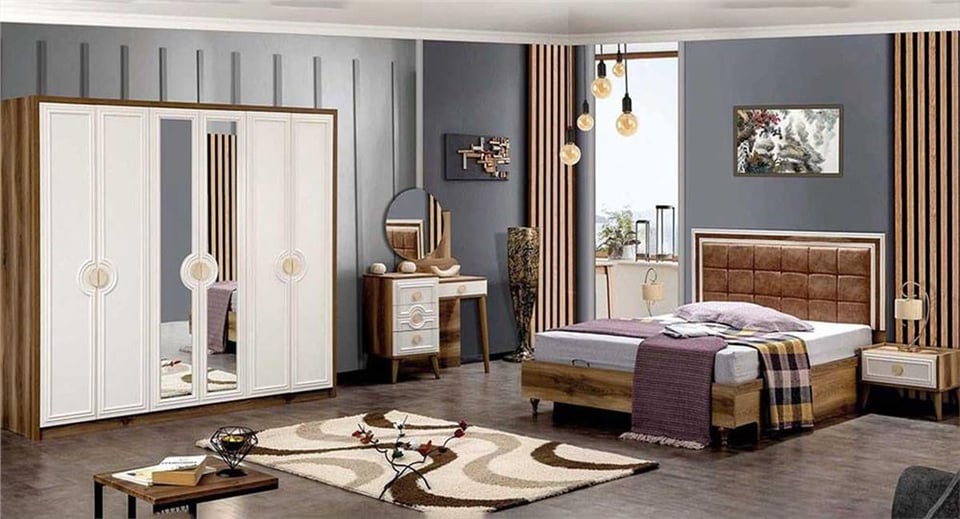 Badem 6 Kapılı Başlıklı Yatak Odası Takımı