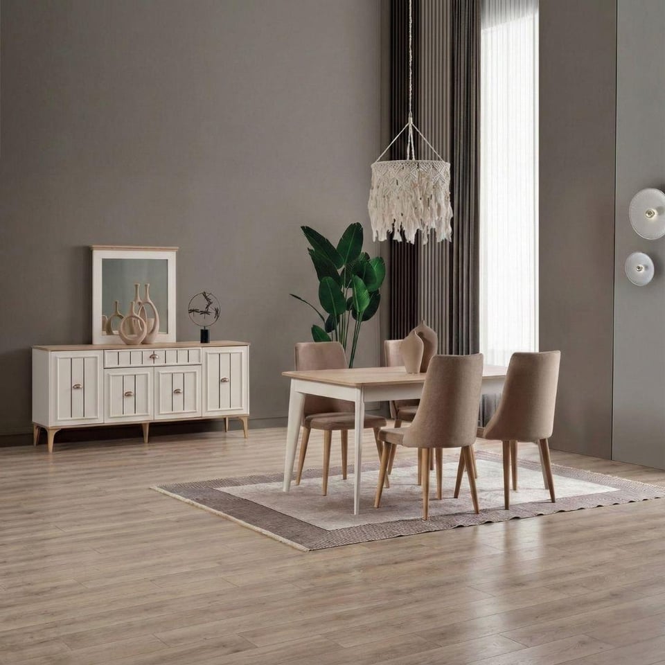 Yemek Odası Takımı Bismot Mobilya Bella Ünitesiz Yemek Odası Takımı 6 Sandalyeli (Sehpasız)