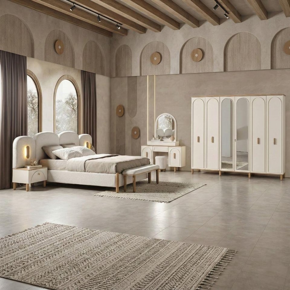 Yatak Odası Takımı Bismot Mobilya Bismot Bohemstar 6 Kapaklı Eko Başlıklı Yatak Odası Takımı (Karyolasız)