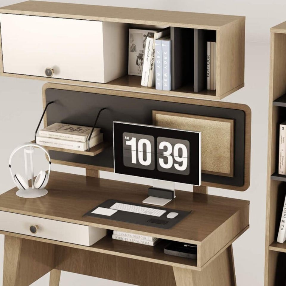 Bekleyen Urun Katalogu Bismot Mobilya Bismot New Smart Genç Çalışma Masası Üst Mantar Panolu 156641
