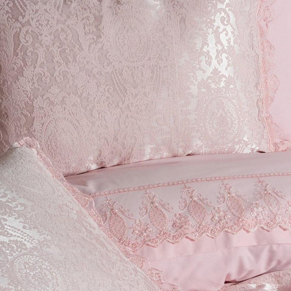 Çift Kişilik Nevresim Cotton box Cotton Box Chi Chi Silva Pudra Çift Kişilik Pikeli Nevresim Takımı