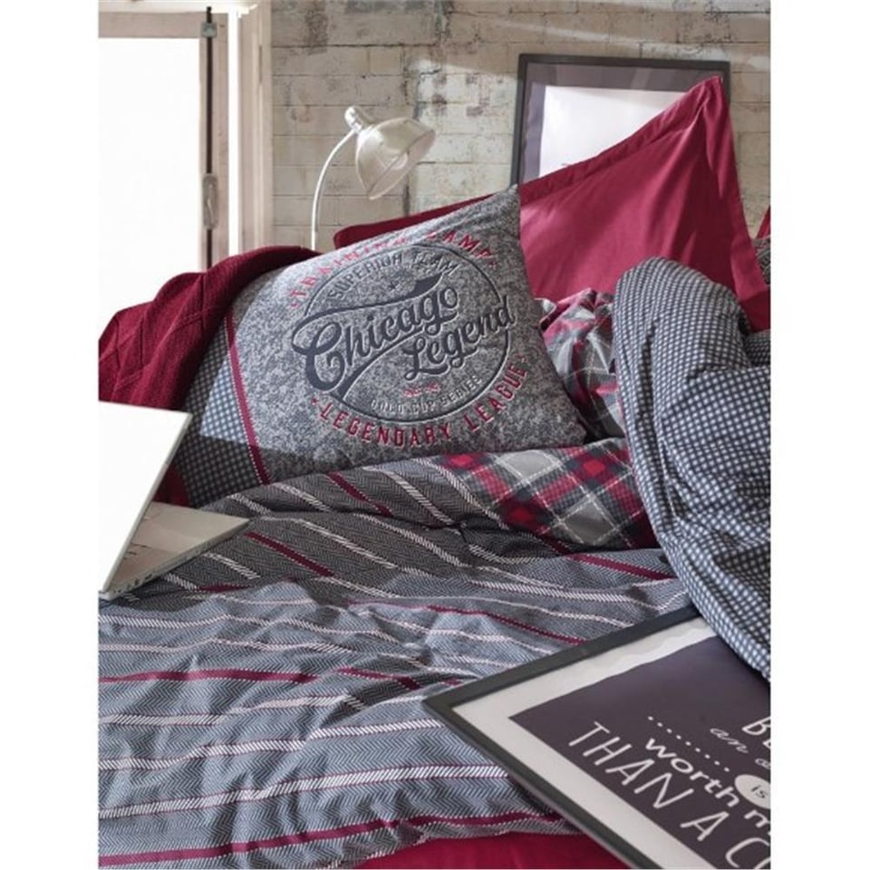 Cotton Box Masculine Ranforce Çift Kişilik Nevresim Takımı Jonas Bordo