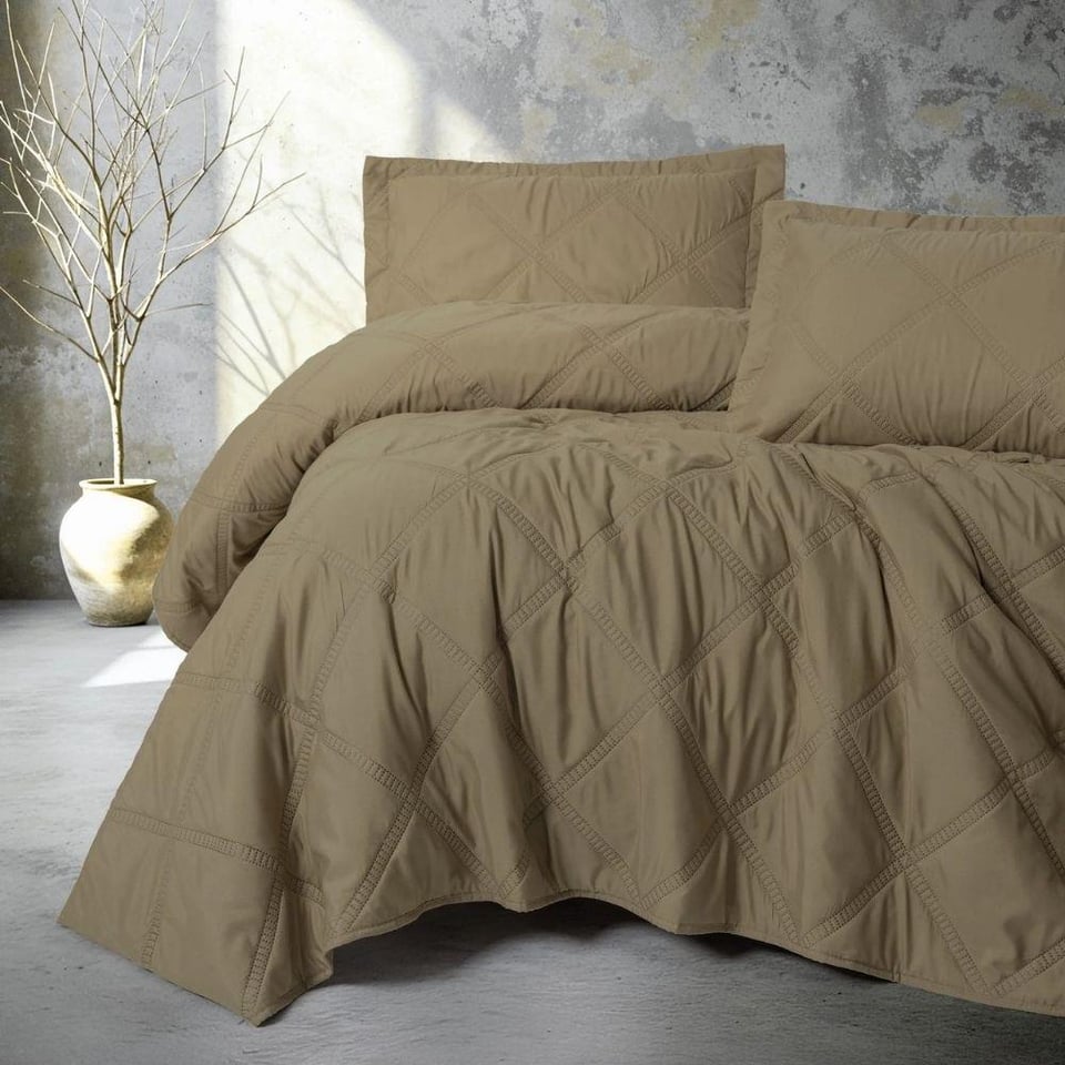 Tek Kişilik Yatak Örtüsü Cotton box Cotton Box Serra Tila Yatak Örtüsü Bej Tek Kişilik