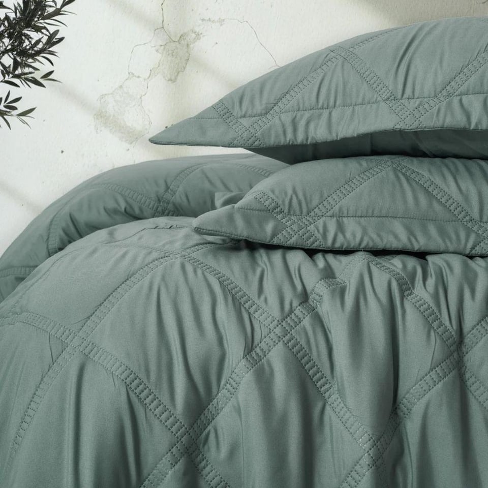 Çift Kişilik Yatak Örtüsü Cotton box Cotton Box Serra Tila Yatak örtüsü  Mint Çift Kişilik
