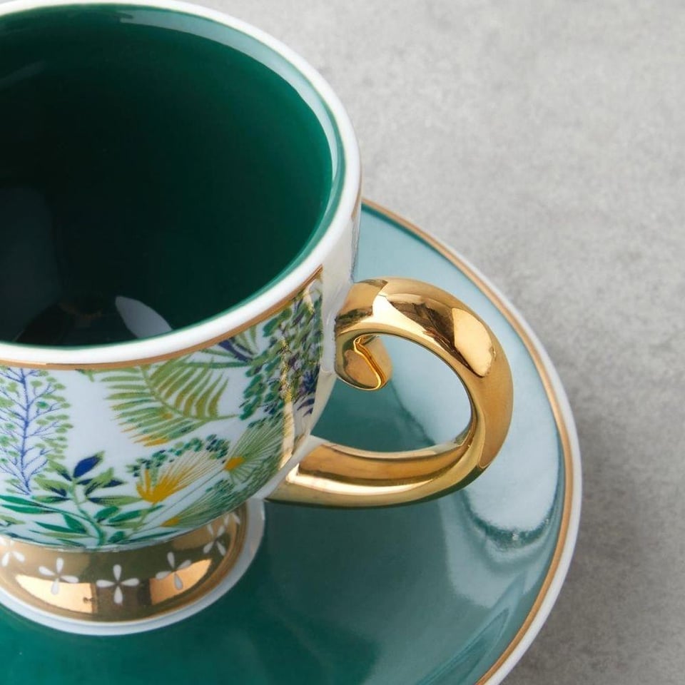 Fincan / Kupa Englısh Home English Home Leafora Kahve Fincan T,Yeşil-Mavi,100 ml