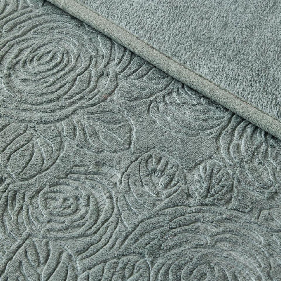 Çift Kişilik Battaniye English Home English Home Shabby Rose Emboss Çift Kişilik Battaniye 200x220 cm Seledon