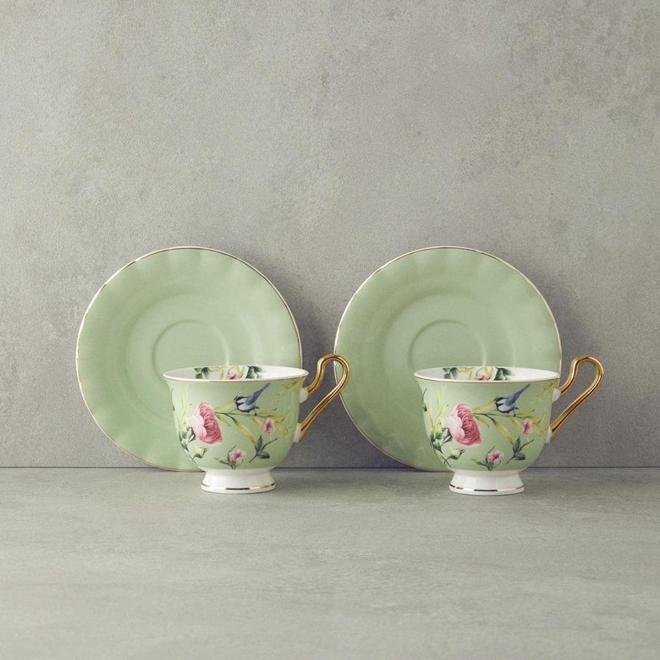 Fincan / Kupa Englısh Home English Home Vanilla Çay Fincanı Takımı 220 ml Açık Yeşil