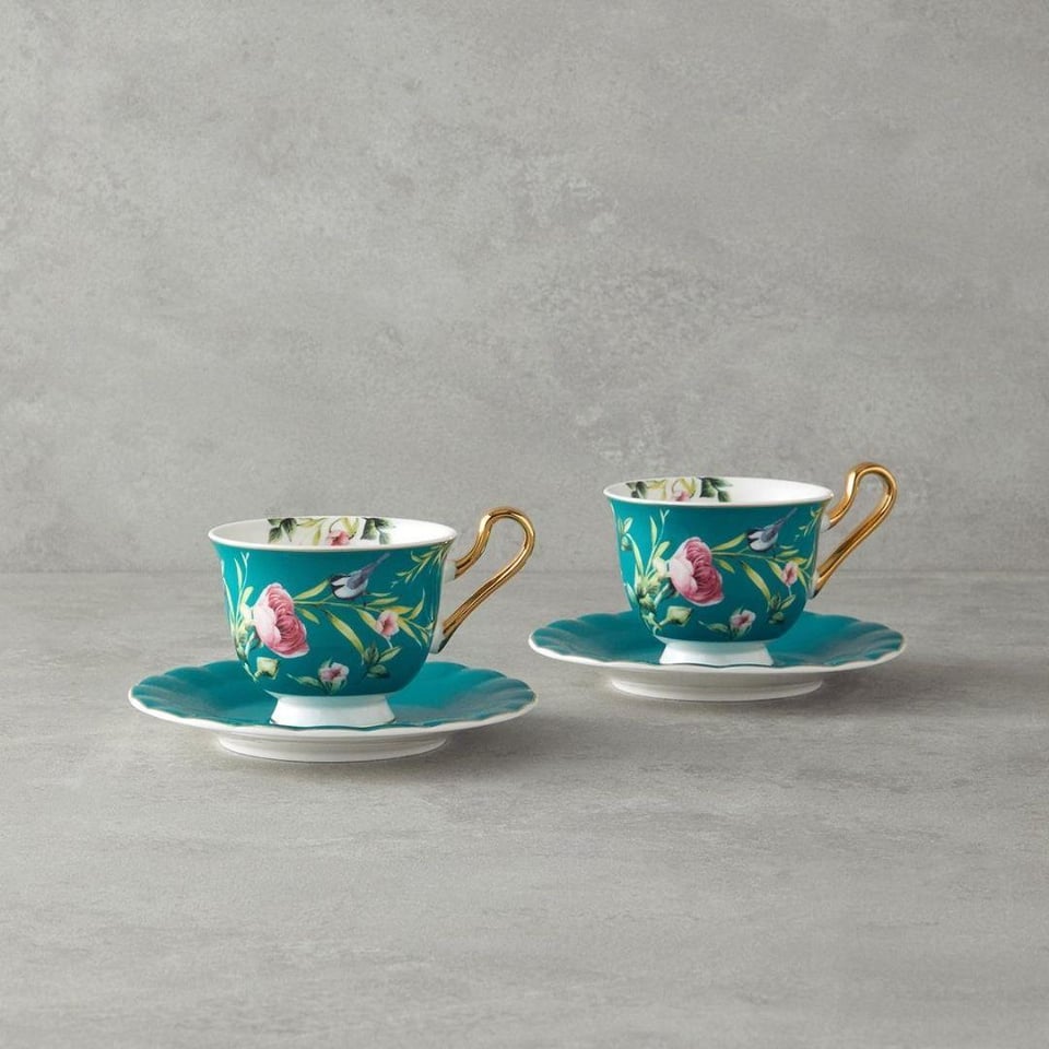 Fincan / Kupa Englısh Home English Home Vanilla Çay Fincanı Takımı 220 ml Turkuaz