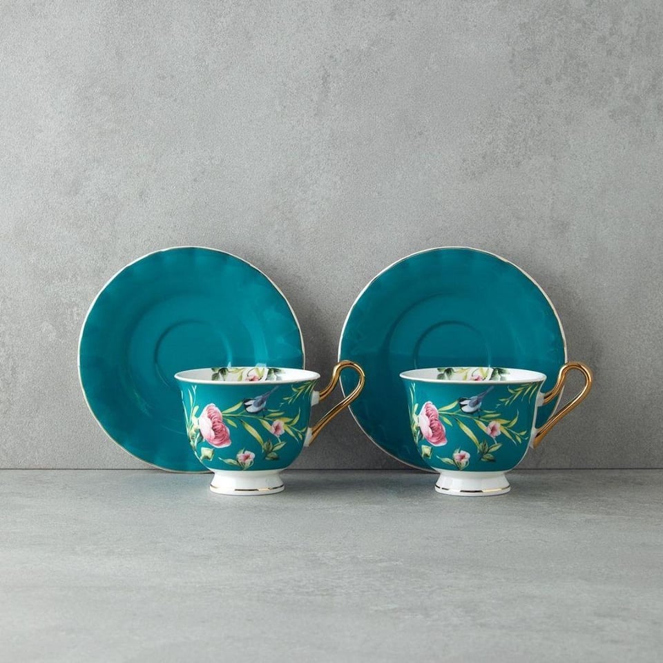 Fincan / Kupa Englısh Home English Home Vanilla Çay Fincanı Takımı 220 ml Turkuaz