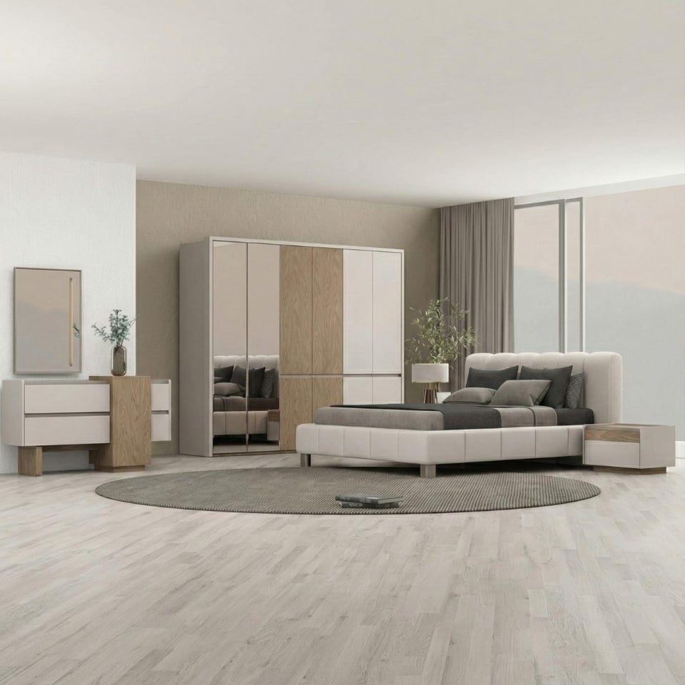 Yatak Odası Takımı Bismot Mobilya Kona 6 Kapılı Başlıklı Yatak Odası Takımı (Karyolasız)