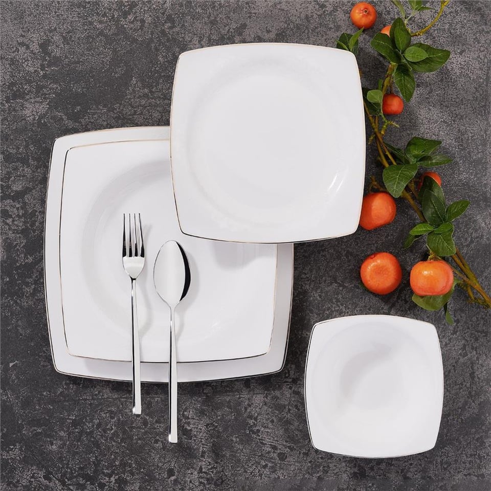 Korkmaz A8433 Bone Selection 60  Parça Kare Yemek Takımı