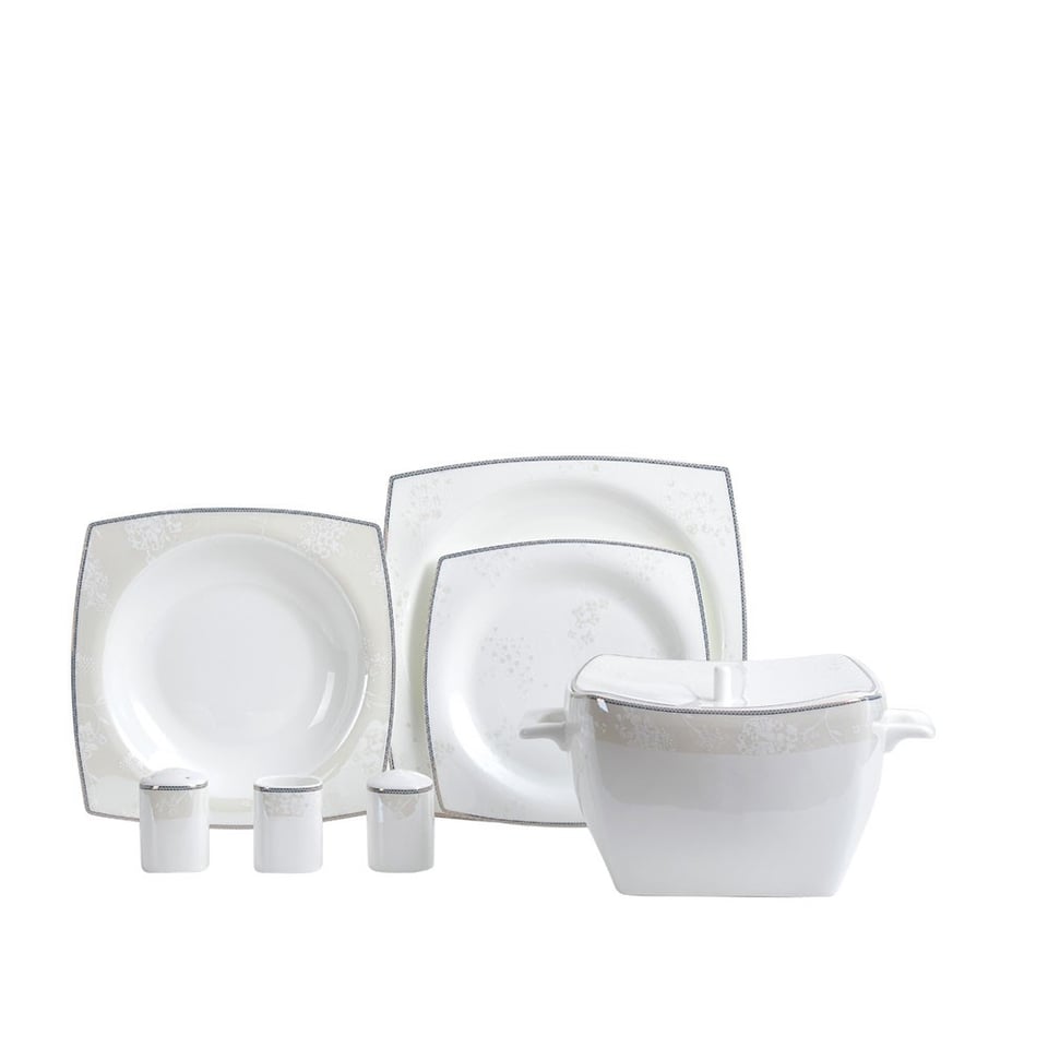 Korkmaz A8464 Bone Sel. 60 P Yemek Takımı (Kare)