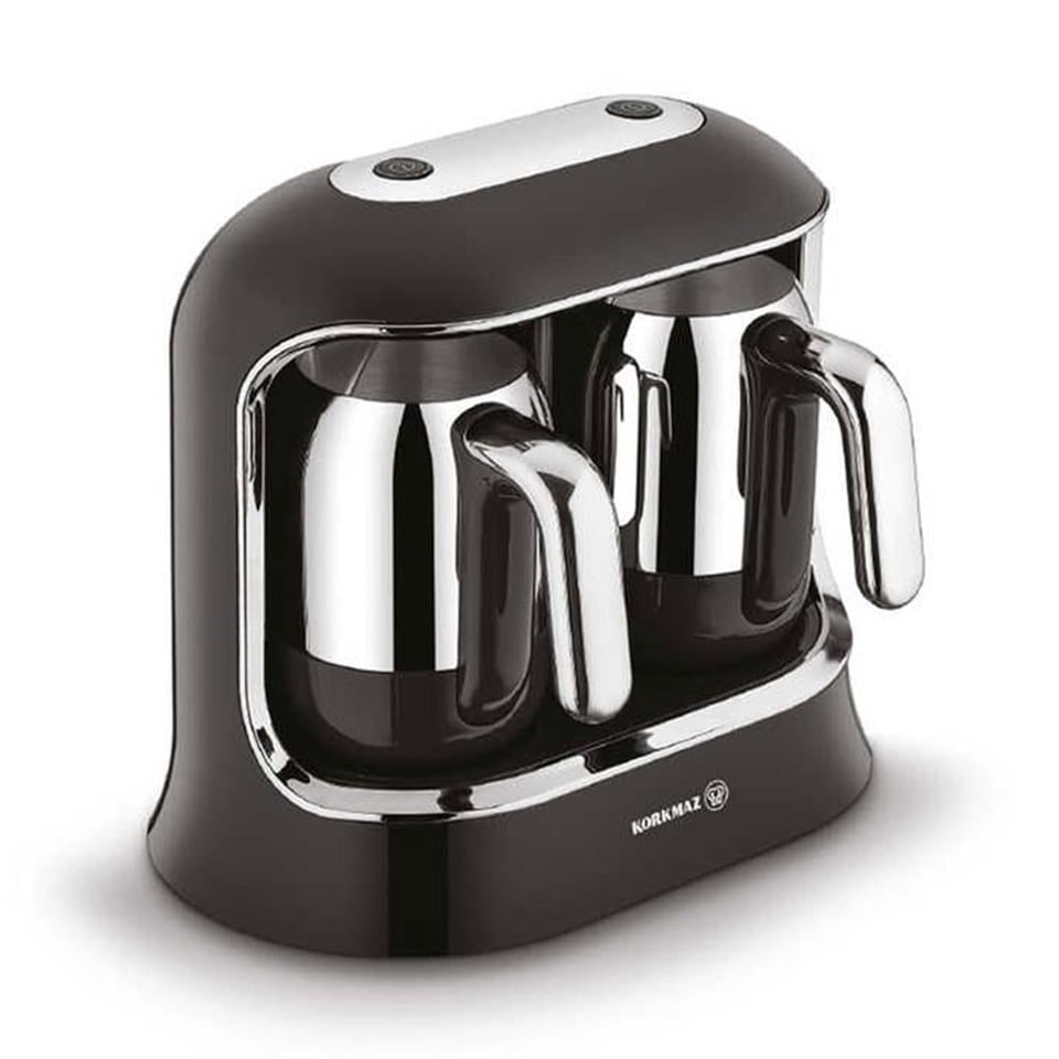 Korkmaz A861-01 Kahvekolik Twin Kahve Makinesi Siyah/Krom