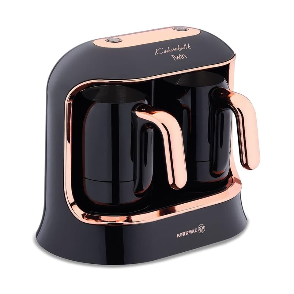 Korkmaz A861-04 Kahvekolik Deluxe Twin Kahve Makinesi Siyah/Rosegold