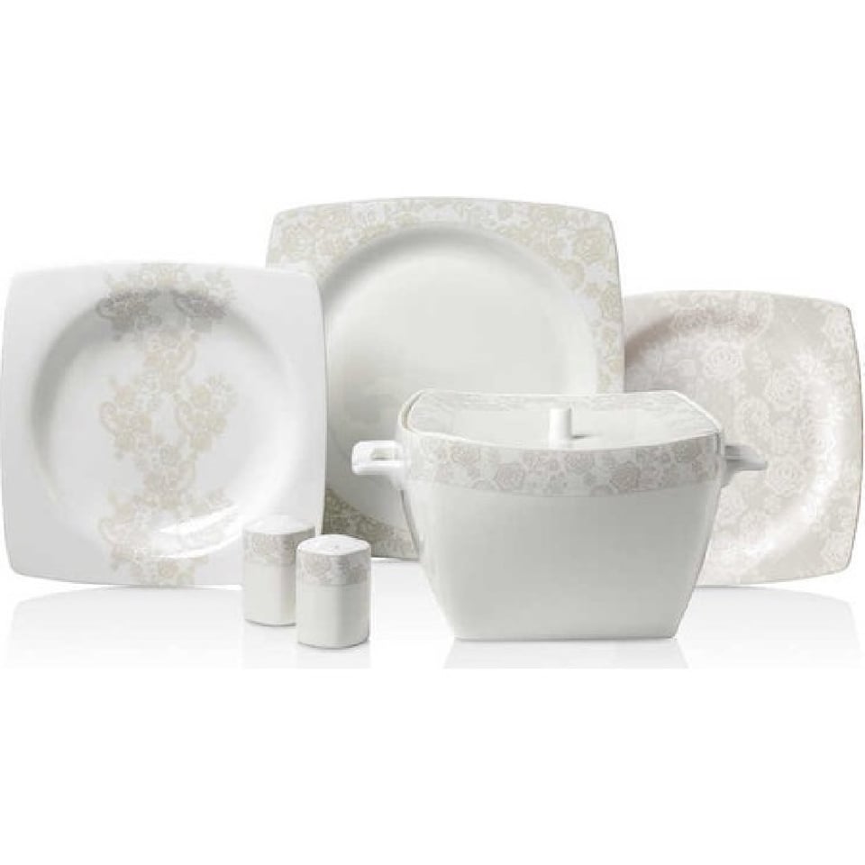 Korkmaz Bone Selection 60  Parça Kare Yemek Takımı