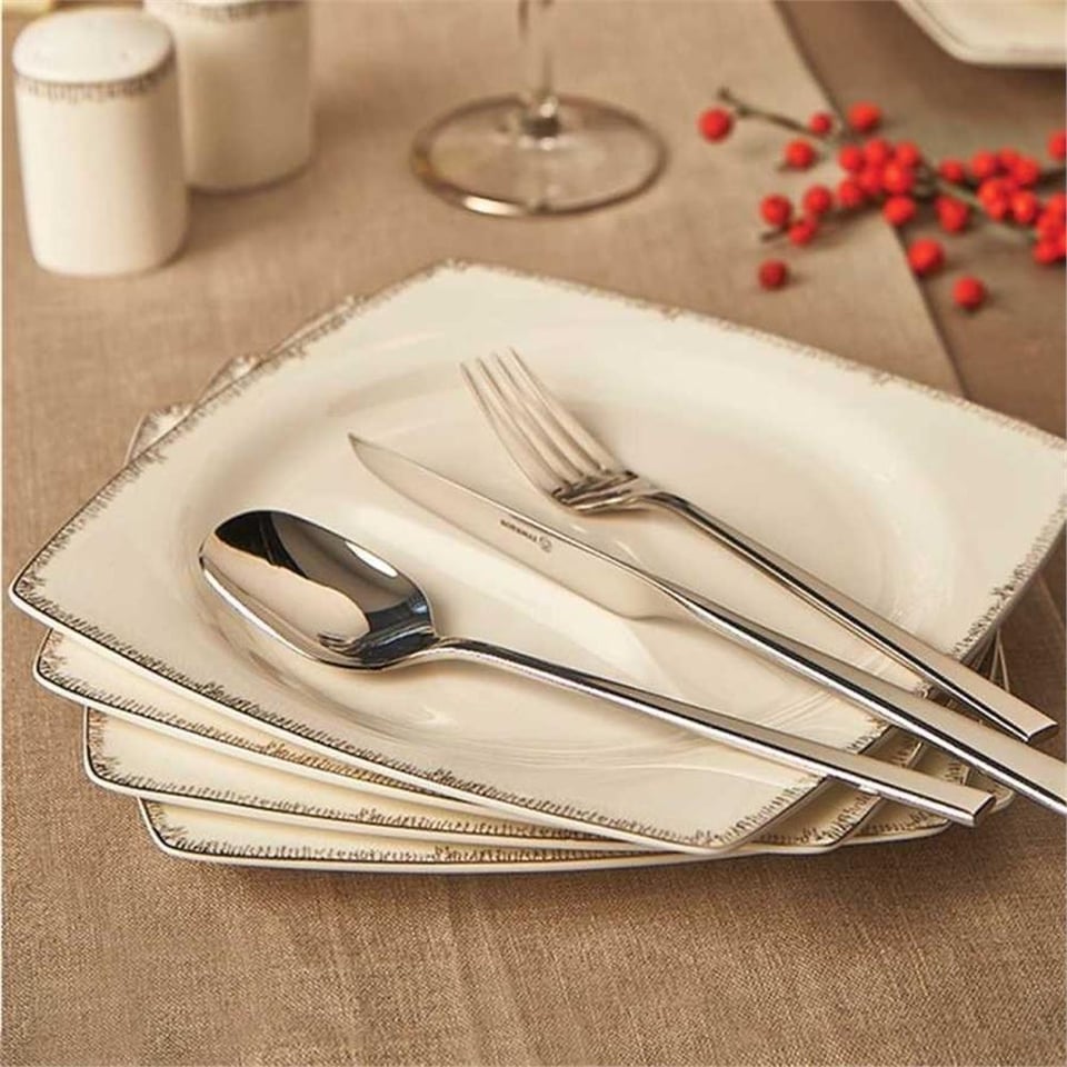 Korkmaz Bone Selection 60 Parça Kare Yemek Takımı