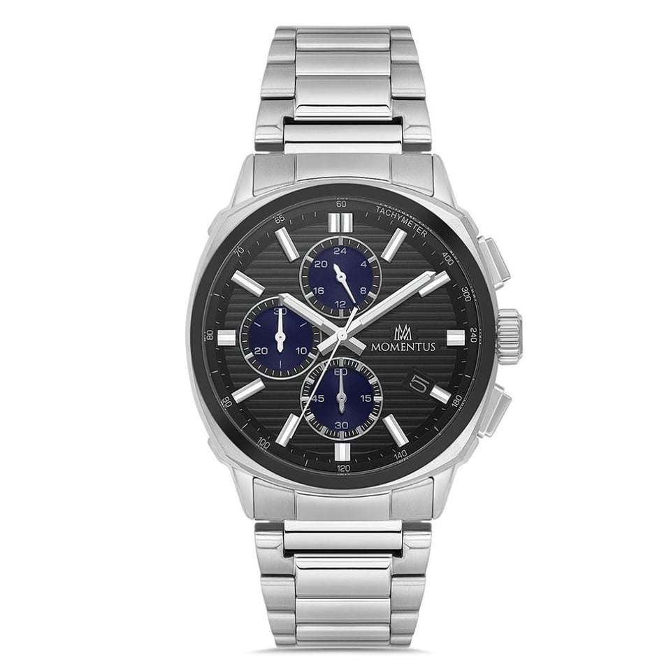 Erkek Saat Momentus Momentus MM.CC307S-04SS Erkek Kol Saati Çelik Kordon Kronograf 42mm