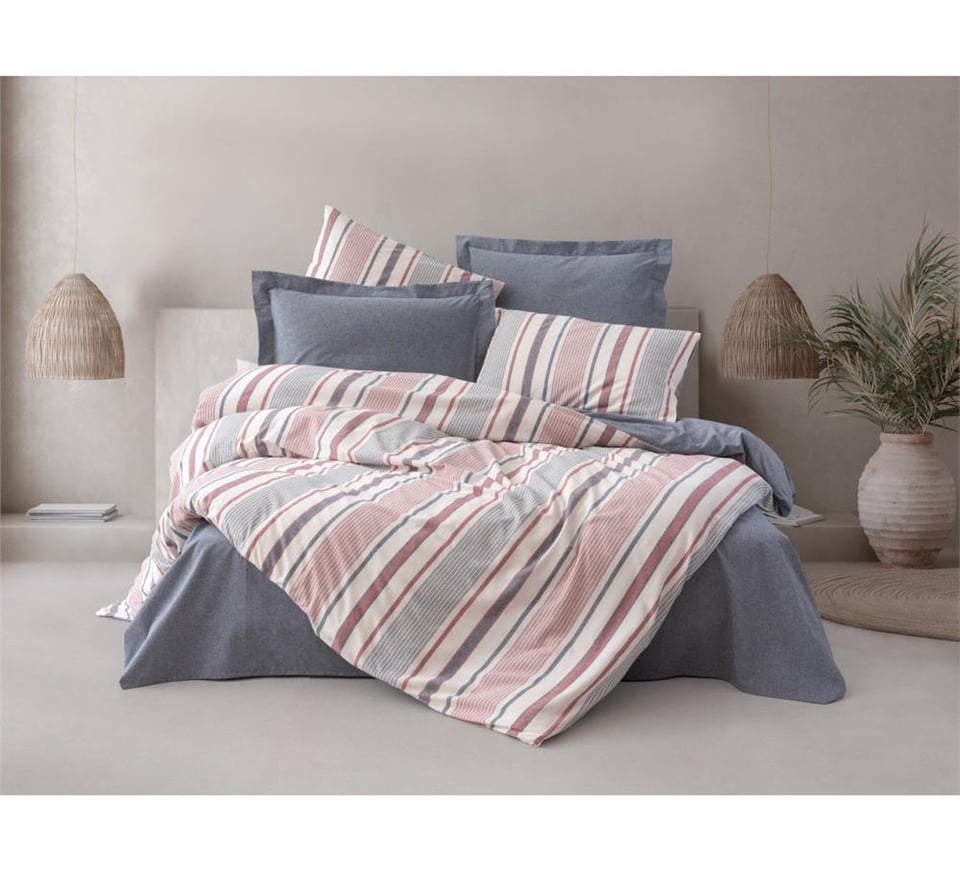 Natureforce İpliği Boyalı Tek Kişilik Nevresim Takımı Duo Lacivert