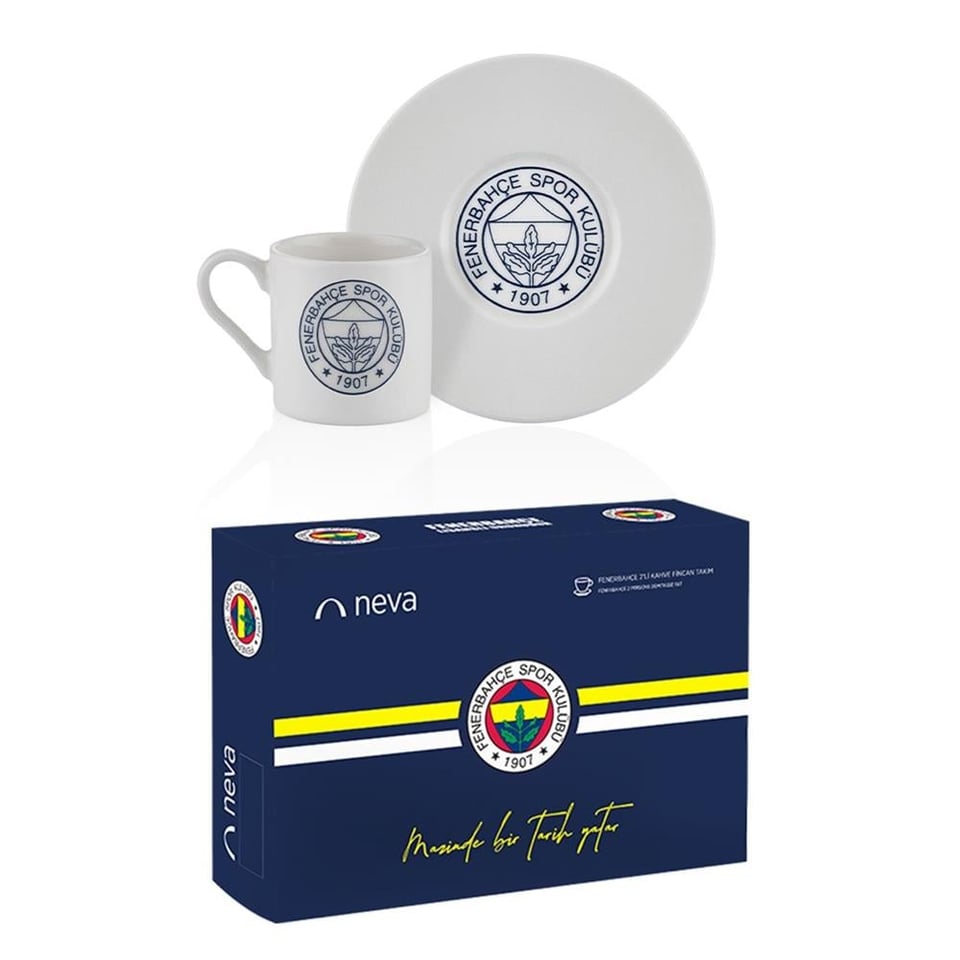 Neva N3421 Fenerbahçe Lacivert Logo 2'li Kahve Fincan Takımı