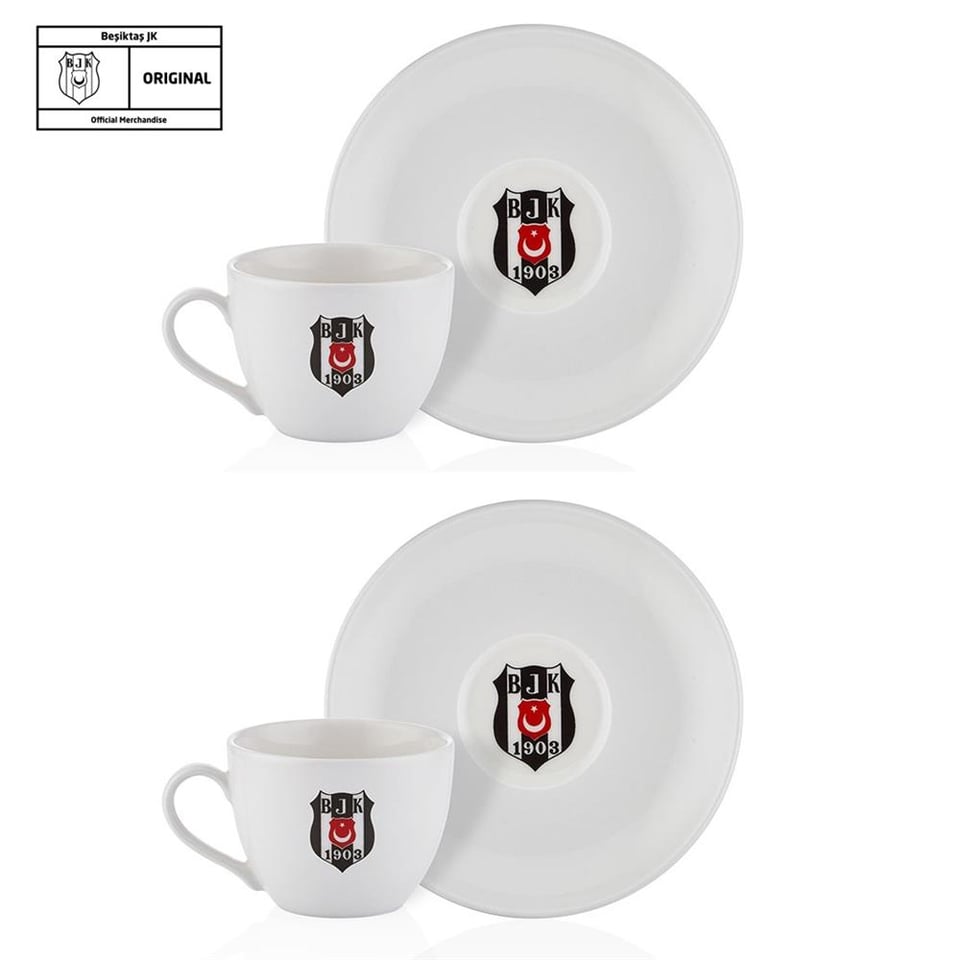 Neva N3426 Beşiktaş Klasik Logo 2'li Çay Fincan Takımı