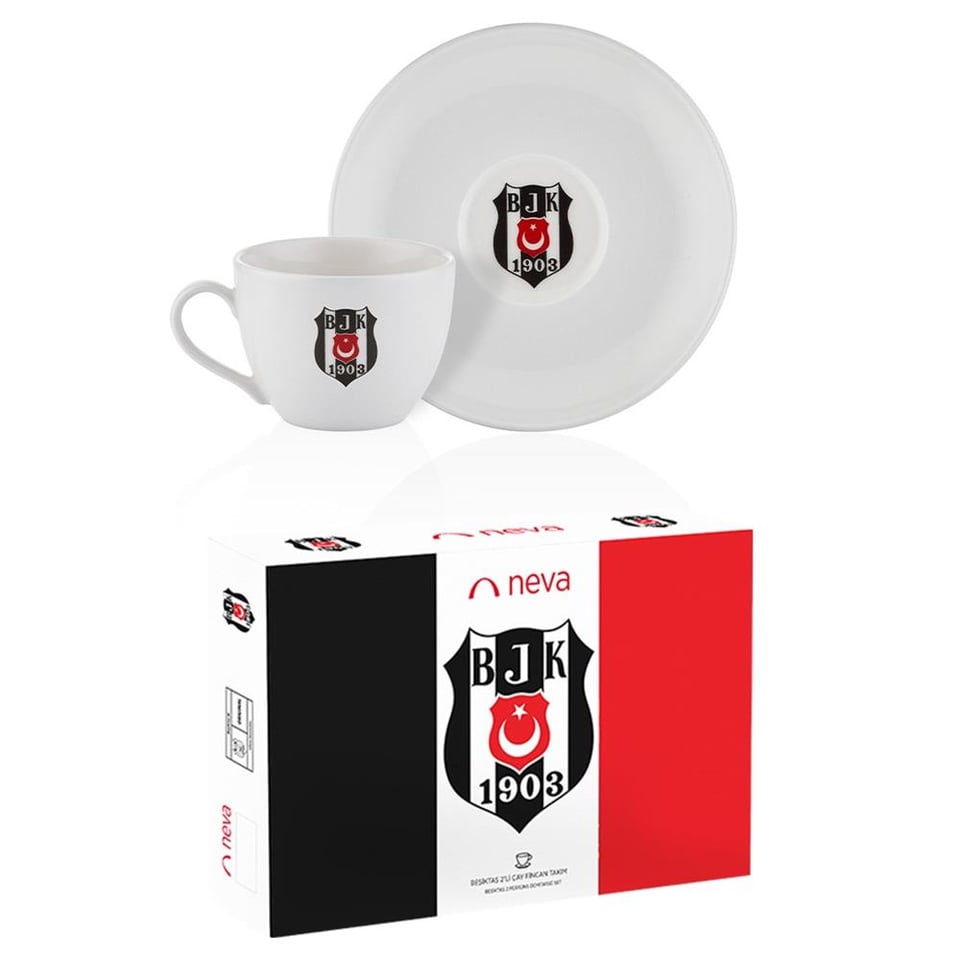 Neva N3426 Beşiktaş Klasik Logo 2'li Çay Fincan Takımı