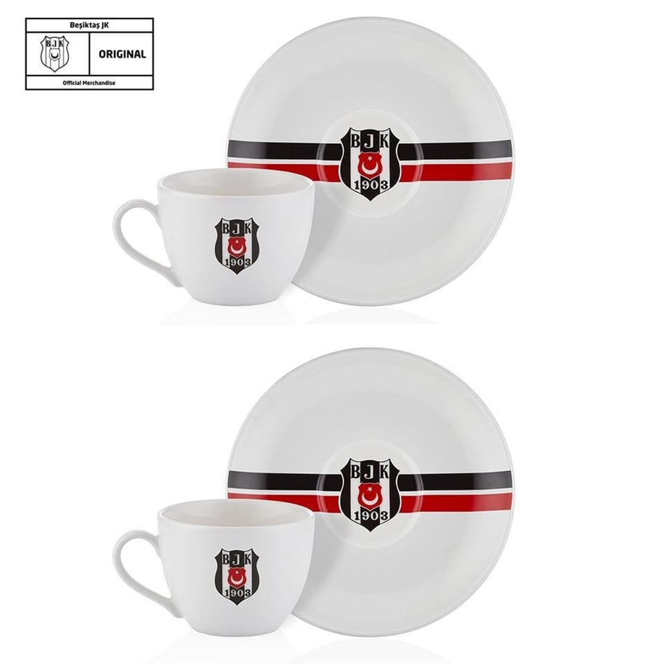 Neva N3427 Beşiktaş Çizgili 2'li Çay Fincan Takımı