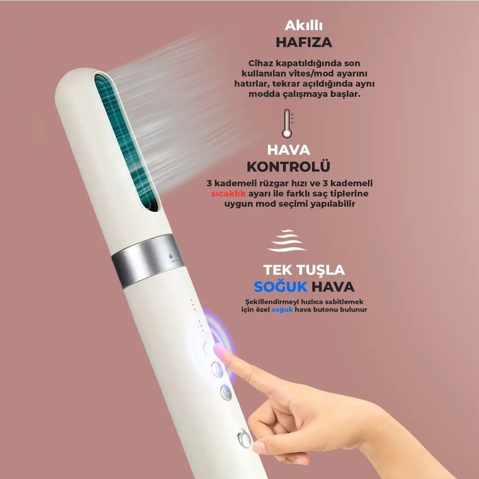 Bekleyen Urun Katalogu Pirantech Pirantech KS-103 Airwrap 6 Başlıklı Saç Şekillendirme ve Kurutma Seti