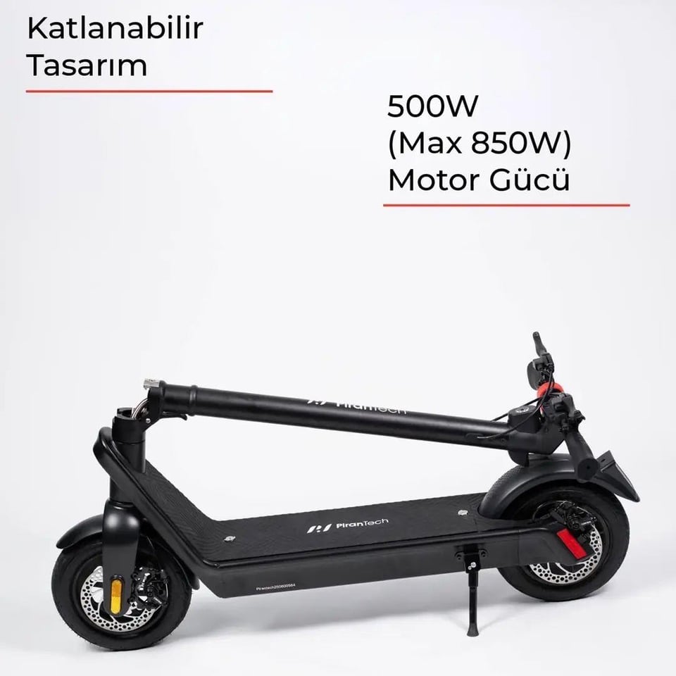 Bekleyen Urun Katalogu Pirantech Pirantech X9 Elektrikli Scooter - Çıkartılabilir Bataryalı Max 850W Katlanabilir Scooter - Siyah