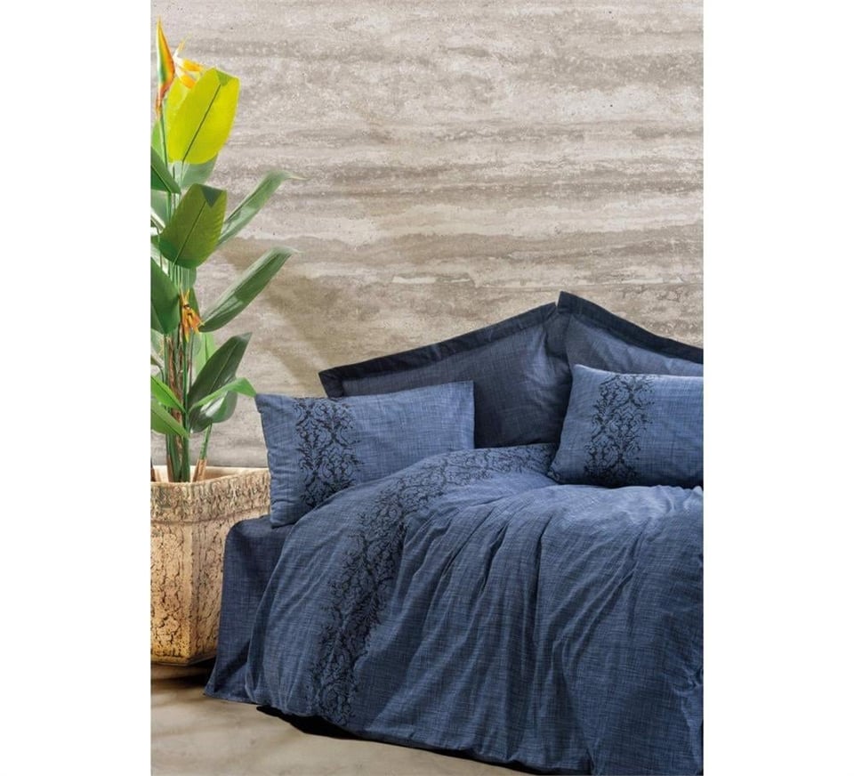 Plain Tek Kişilik Nevresim Takımı Sooty Denim