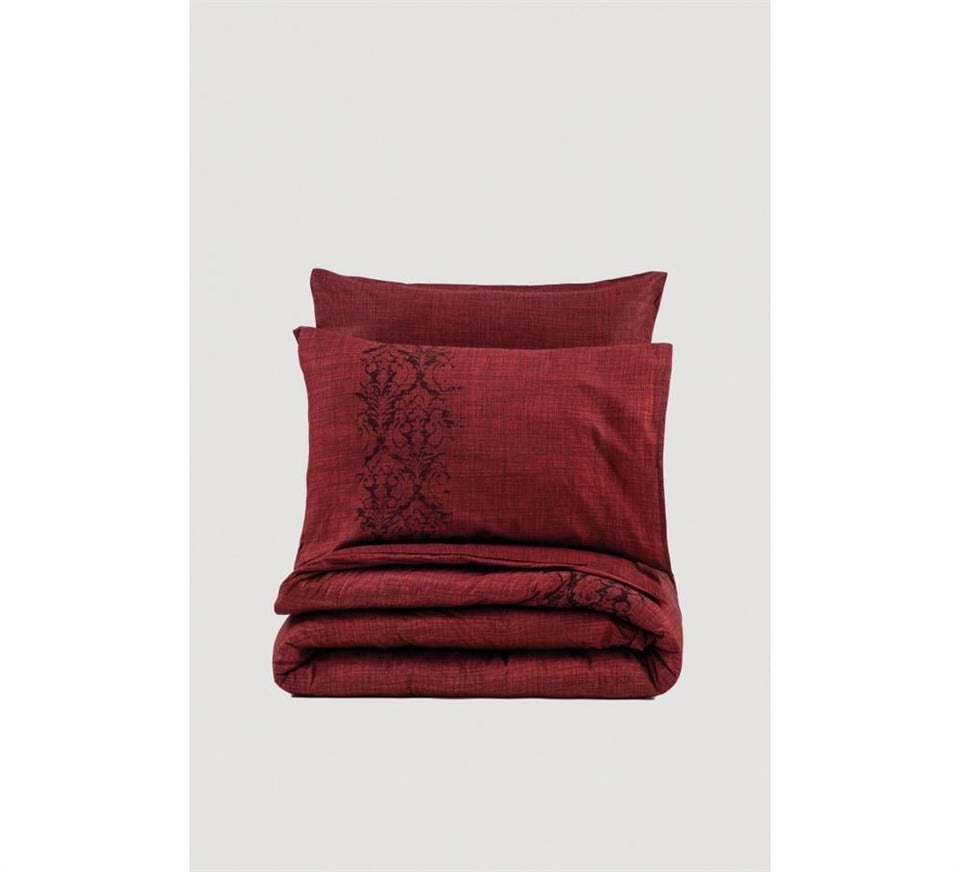 Plain Tek Kişilik Nevresim Takımı Sooty Bordo