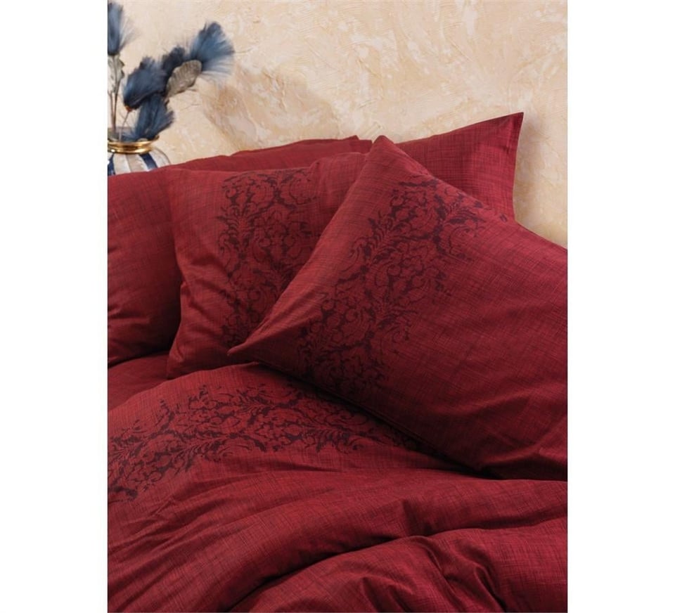 Plain Tek Kişilik Nevresim Takımı Sooty Bordo
