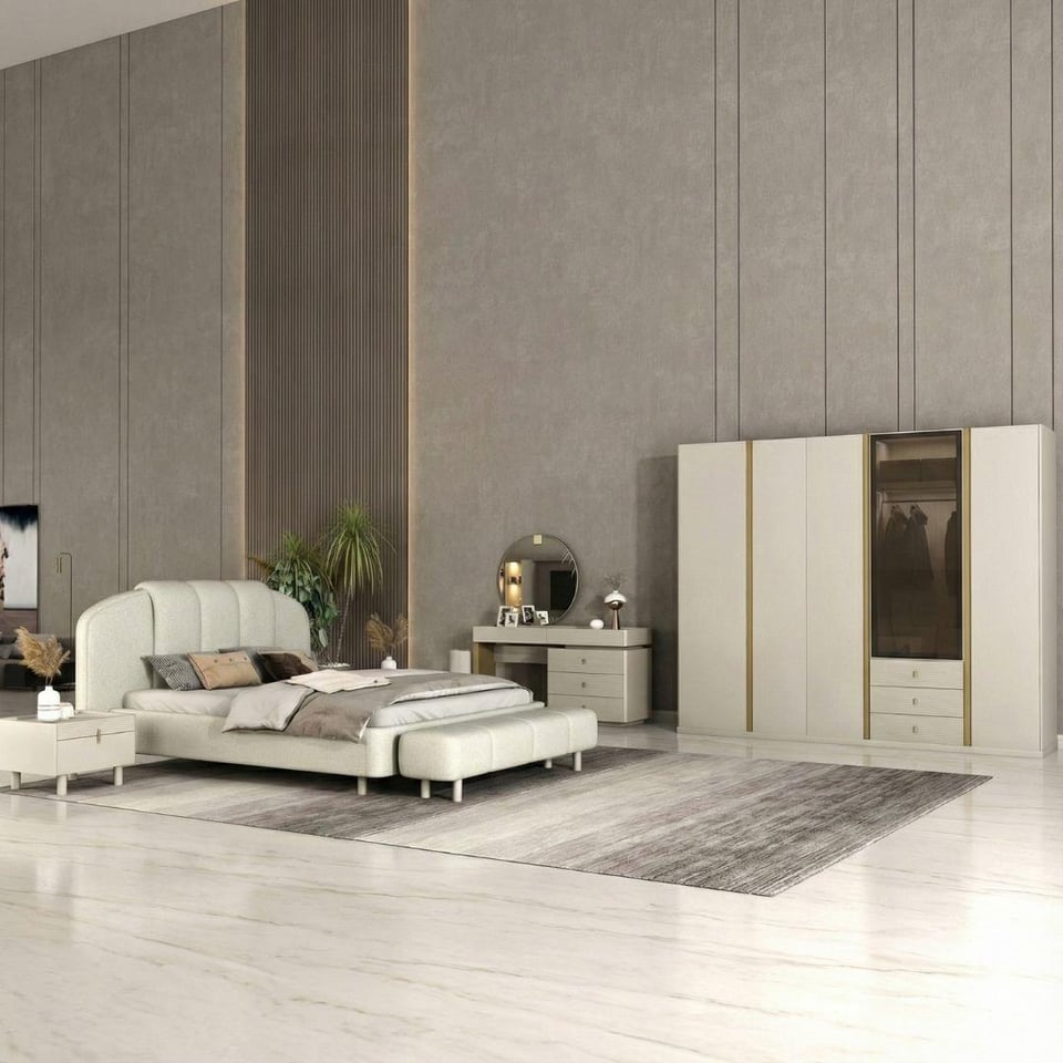 Yatak Odası Takımı Bismot Mobilya Renata 5 Kapaklı Başlıklı Yatak Odası Takımı (Karyolasız)