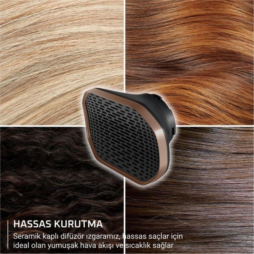 Saç Kurutma Makinesi Rowenta Rowenta HY9430 Maestria For You Entegre Ekranlı 6 Başlıklı 1800 Watt Profesyonel Saç Kurutma Makinesi