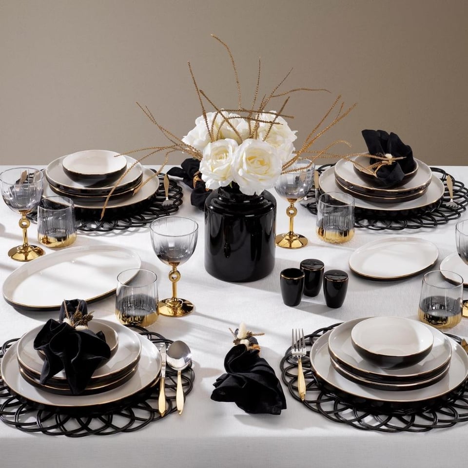 Yemek Takımları Schafer züccaciye Schafer 1S0020-01001-SIY01 Adel Yemek Takımı-56 Parça-Siyah